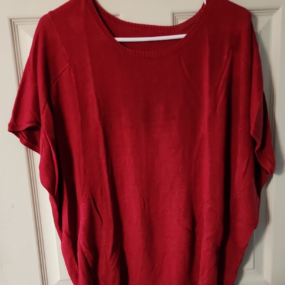 Knit Red Short-Sleeved Top